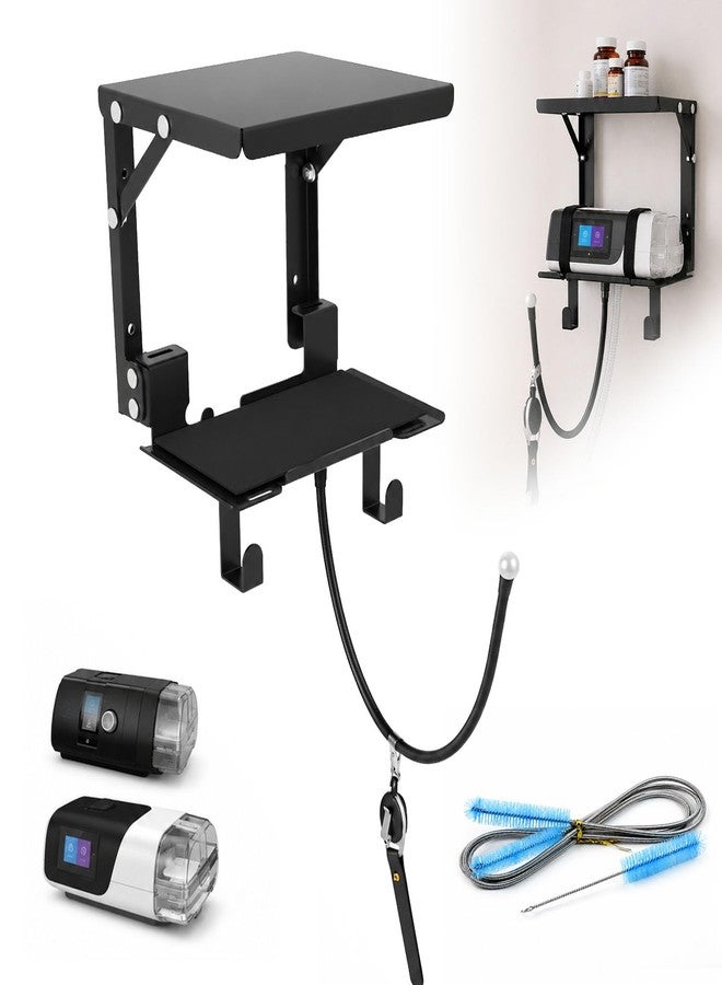 Vornalex Upgraded CPAP Shelf Wall Mount, 2-Tier Organizer for ResMed AirSense 10 & 11 | with Tube Cleaning Brush Adjustable Angle Cpap Hose Hanger & Mask Hook, Avoids Hose Tangle, Cpap Stand Bedside - Image 1