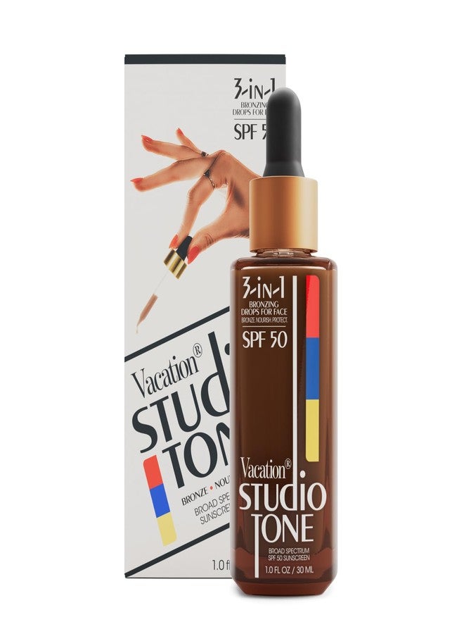 Vacation Studio Tone SPF 50 Sunscreen Bronzing Drops For Face, Sunkissed Skin Bronzer, Makeup-Friendly Tan Drops, Non-Comedogenic, Broad Spectrum Sun Block, Vegan & Cruelty-Free, 1 Fl. Oz. - Image 1