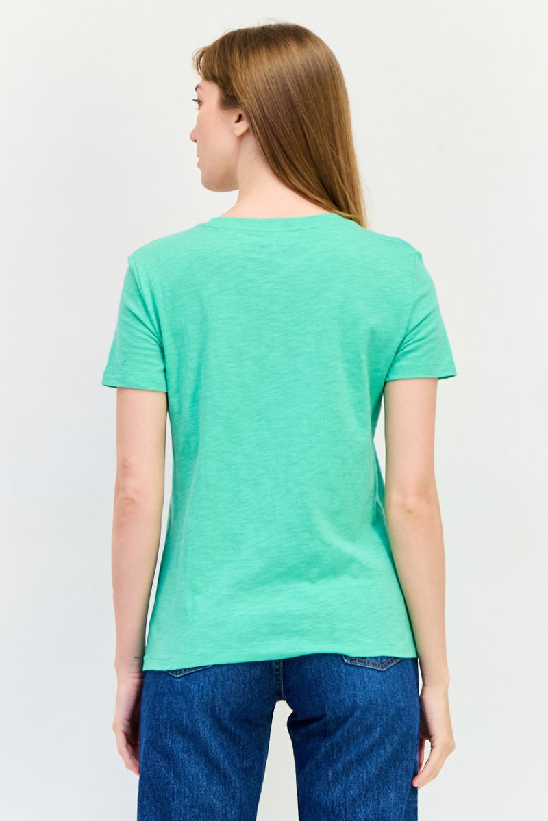 GAP Women Crew Neck Short Sleeve Brand Logo T-Shirt, Light Green - Image 3