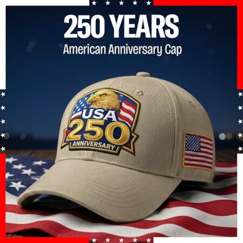 250th Anniversary USA Hat Gold Bald Eagle and Flag America 250 Anniversary Embroide Baseball Cap 4th of July Hats - Image 3