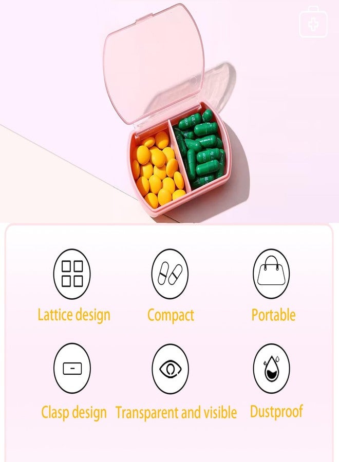 INVODA علبة حبوب صغيرة للسفر 2 قطعة - منظم حبوب لطيف لحقيبة اليد - منظم يومي للأدوية - حاملة حبوب ذات قسمين للفيتامينات وزيت السمك والمكملات الغذائية - Image 5