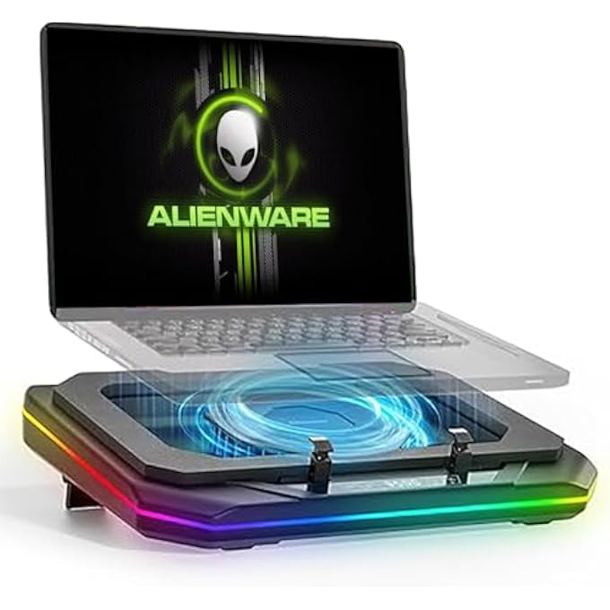 rayihni COOLING PAD FOR DELL ALIENWARE M18 R2 R1 18 INCH GAMING LAPTOP, IT IS A WELL DESERVED HEAT DISSIPATION MONSTER,COOLER WITH POWERFUL TURBO FAN CAN FAST COOLING,6 RGB LIGHT MODE,TOUCH START Ï»¿ - Image 1