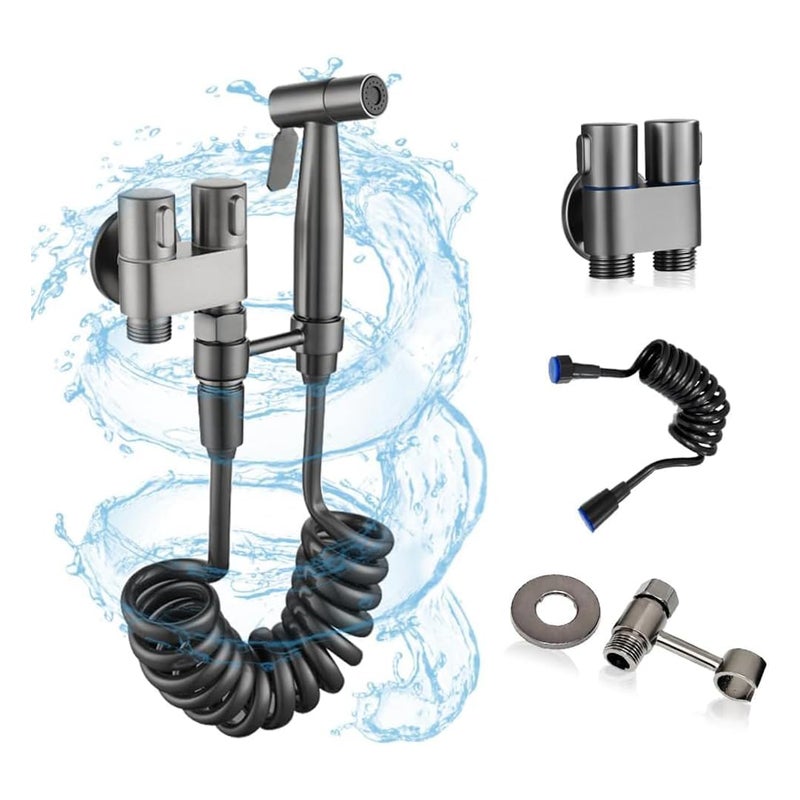 Alark Black Finish ABS Health Sanitary Faucet for Bathroom Spray Toilet Shower Faucet Stainless Steel Heavy Duty Health Faucet 1in2Out Dual Control Valve Jet Spray Kitchen Sprayer 265x215x8 CM - Image 1