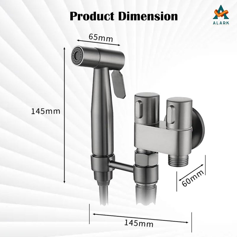 Alark Black Finish ABS Health Sanitary Faucet for Bathroom Spray Toilet Shower Faucet Stainless Steel Heavy Duty Health Faucet 1in2Out Dual Control Valve Jet Spray Kitchen Sprayer 265x215x8 CM - Image 2