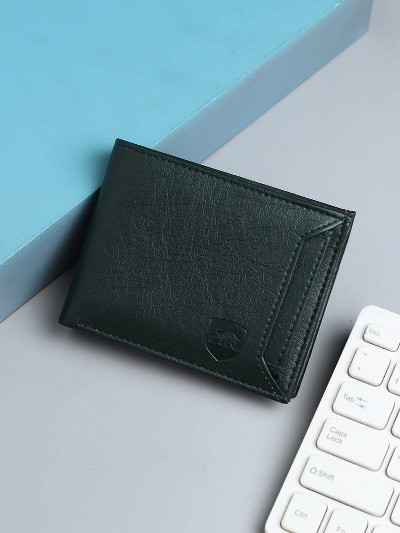 SAMTROH Slider ATM Design PU Leather Wallet for Men | 6 Card Slots I 2 Currency & Secret Compartments I 1 Coin Pocket & 1 ID Card Slots (Green) - Image 2