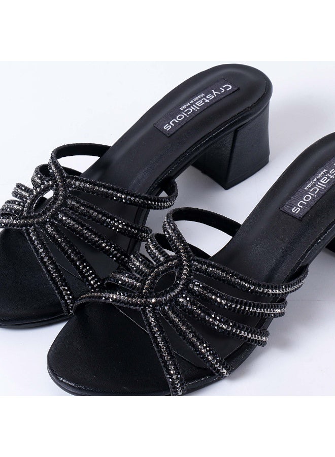 Crystalicious Warm 2.0 Handcarfted Block Heel 2 Inches Round Toe High Heel for for Party, Casual, Work, Date, Cocktail, Nightclub - Image 3