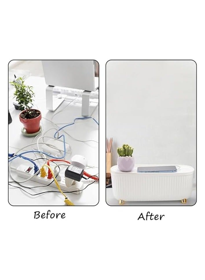 erorex Cable Management Box White Cord Hider Organizer Box with Lid Power Strips Hider Concealer Wire Management Hide for Desk TV Computer USB Hub System Home Office  - Image 4