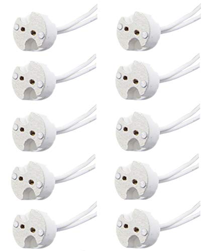 Bioluz LED 10 Pack MR16 Light Socket for Halogen and LED, fits All GU5.3 Sockets, Ceramic Base with Silicon Wire Also fits MR11 and G4 (Pack of 10) - Image 1