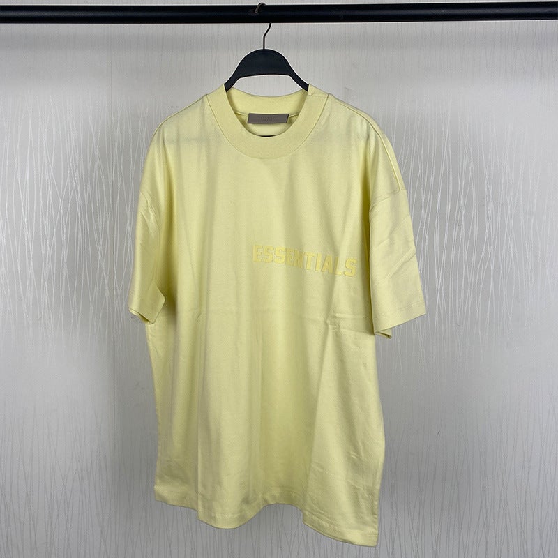 2022FW Short Sleeve T-shirt Velour Print FOG Essentials Medium Yellow Canary - Image 1