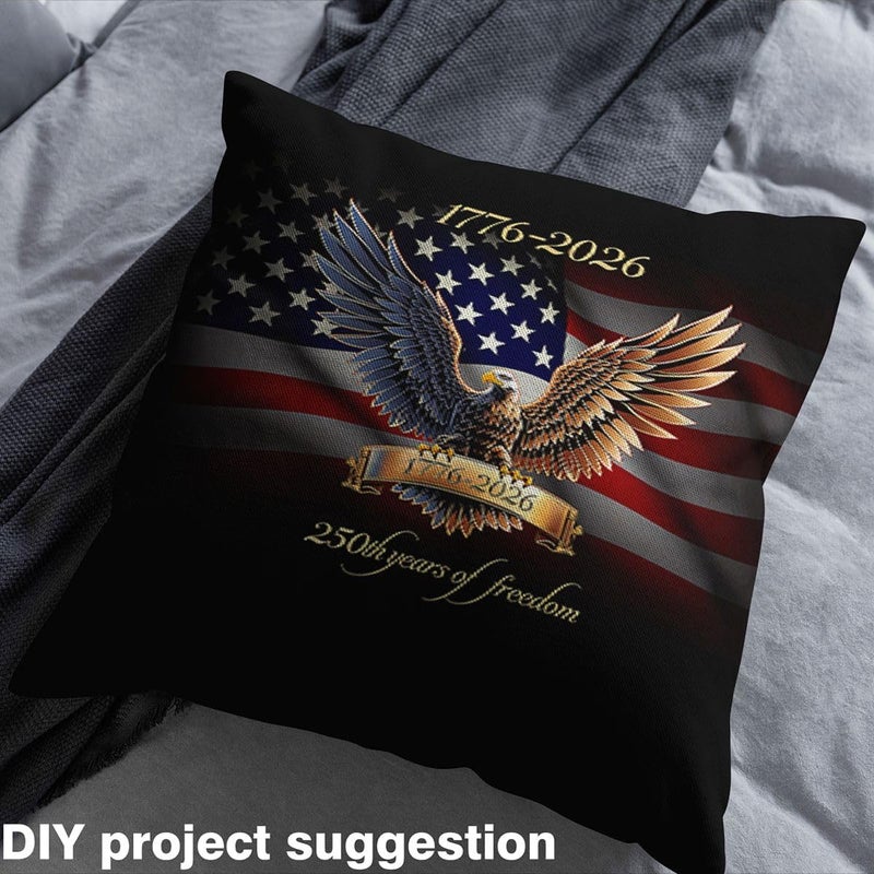 250 Anniversary USA Upholstery Fabric for Chairs United States 250th Anniversary Eagle Outdoor Fabric by The Yard 36"x63", USA Flag Vintage Gold Black Waterproof Fabric Patriotic for Men - Image 3