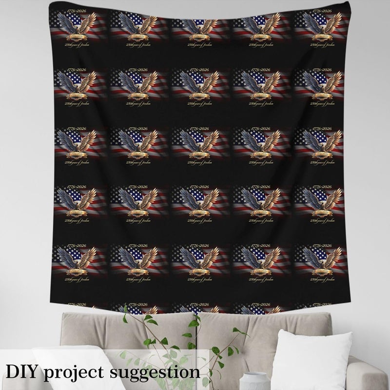 250 Anniversary USA Upholstery Fabric for Chairs United States 250th Anniversary Eagle Outdoor Fabric by The Yard 36"x63", USA Flag Vintage Gold Black Waterproof Fabric Patriotic for Men - Image 4