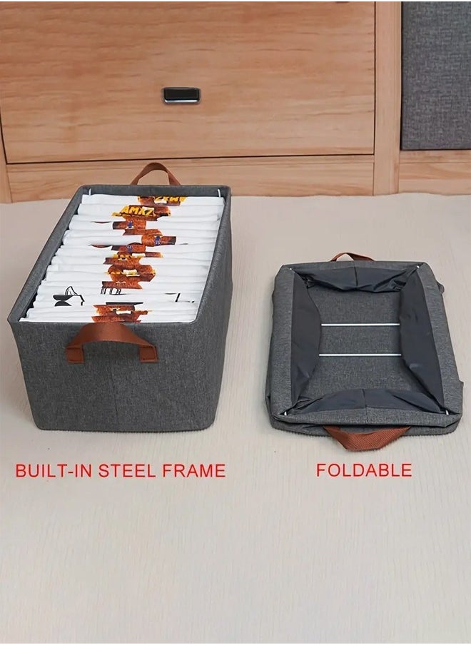 Cady One 5pcs Foldable Fabric Clothes Organizer and Storage Box with Convenient Carry Side Handles  - Image 5
