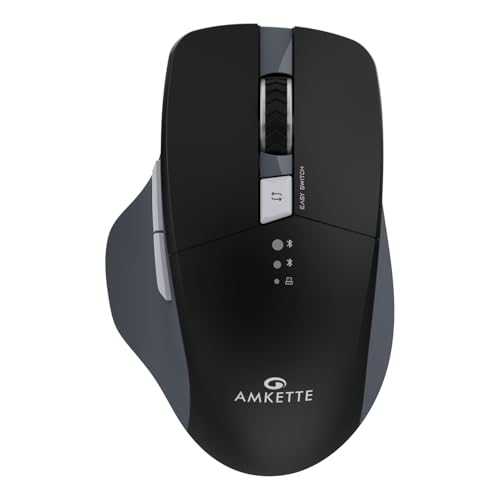 Amkette Hush Pro Epic M Rechargeable Wireless Mouse/Bluetooth Mouse | 3 Device Connectivity (2xBT&2.4G) with Top Mounted Device Switch Button, Silent Switches, Ergonomic Design, Upto 3200 DPI (Black) - Image 1