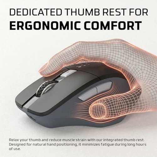 Amkette Hush Pro Epic M Rechargeable Wireless Mouse/Bluetooth Mouse | 3 Device Connectivity (2xBT&2.4G) with Top Mounted Device Switch Button, Silent Switches, Ergonomic Design, Upto 3200 DPI (Black) - Image 4