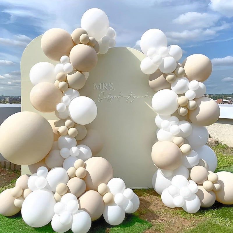 Eopelsm White Sand Balloon Garland Arch Kit 141PCS Neutral Sand White Latex Balloons for Boho Wedding Bridal Shower Birthday Baby Shower Party Decorations - Image 2
