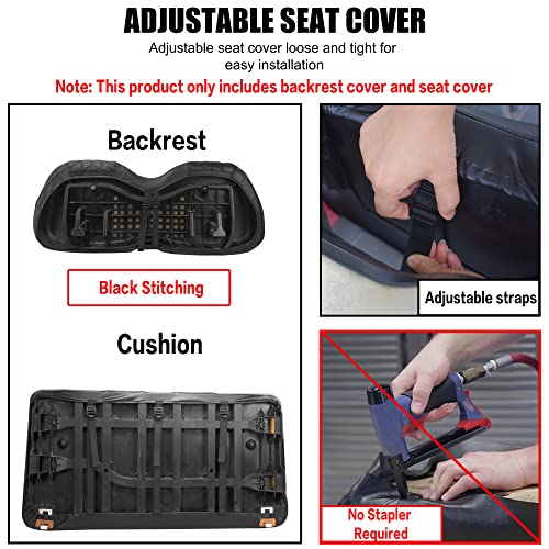 NOKINS P Diamond Seat Cover for Golf Cart Club Car Precedent Original Regular Cushion, No Stapler Required, Golf Cart Vinyl Replacement Front Seat Cover Black Stitching - Image 3