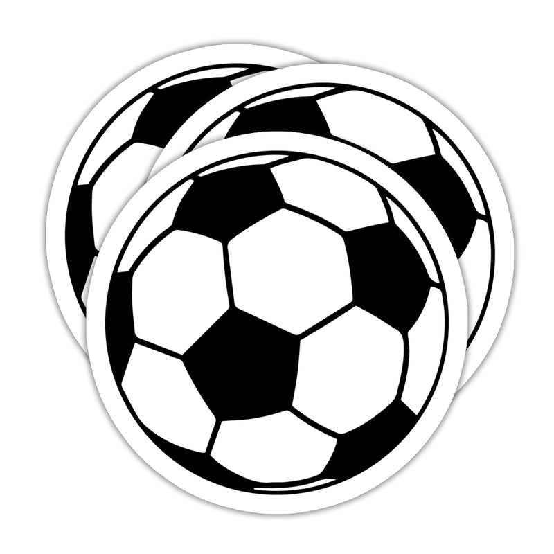 EMMACELA (3PCS) Soccer Ball Stickers â€“ Waterproof Vinyl Decals for Laptop, Water Bottle, Notebook, Phone, Gift for Soccer Players, Teams, Fans, Sports Stickers â€“ 3" x 3" - Image 1