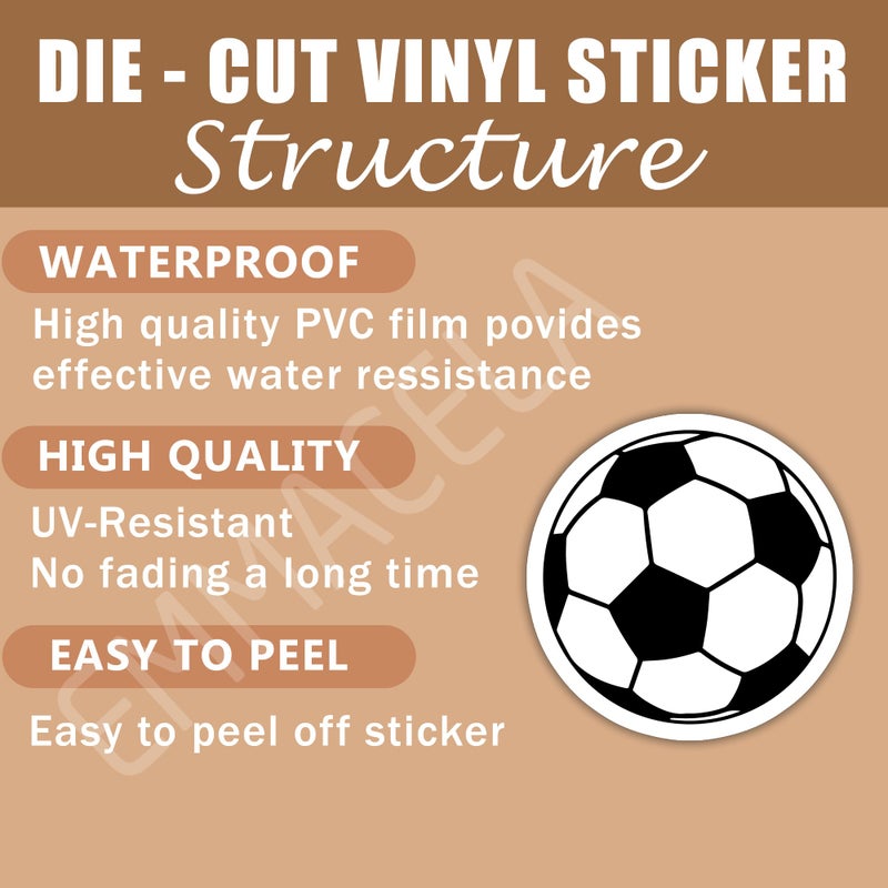 EMMACELA (3PCS) Soccer Ball Stickers â€“ Waterproof Vinyl Decals for Laptop, Water Bottle, Notebook, Phone, Gift for Soccer Players, Teams, Fans, Sports Stickers â€“ 3" x 3" - Image 3