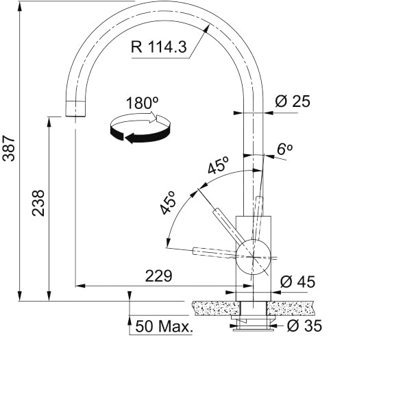 Franke SS Kitchen Sink Tap Sleek Design Swivel Side Tap Corrosion Resistant Anti Scratch Easy CleaningAcid Resistant5Yrs WarrantySUS304 SS DurabilityFranke Eos Swivel Side - Image 2