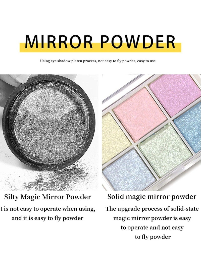 Captaintech 6 Colors Chrome Nail Powder, Mermaid Mirror Powder Neon Art Manicure Pigment Glitter Set DIY Salon Home Gifts for Women Decoration 6 in 1 - Image 2