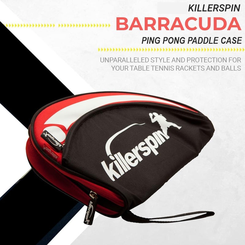 Killerspin Barracuda Ping Pong Paddle and Ball Carry Case - Stylish Black and Red Design - Image 5