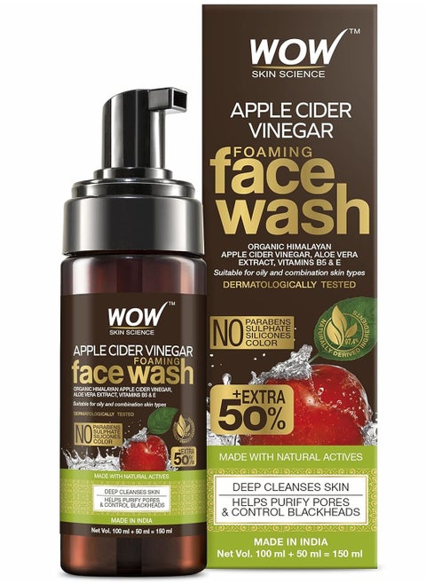 WOW Skin Science Apple Cider Vinegar Foaming Face Wash 150mL