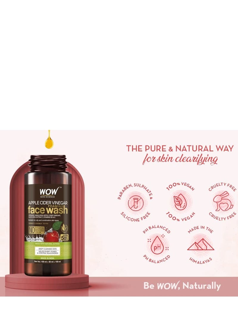 WOW Skin Science Apple Cider Vinegar Foaming Face Wash 150mL