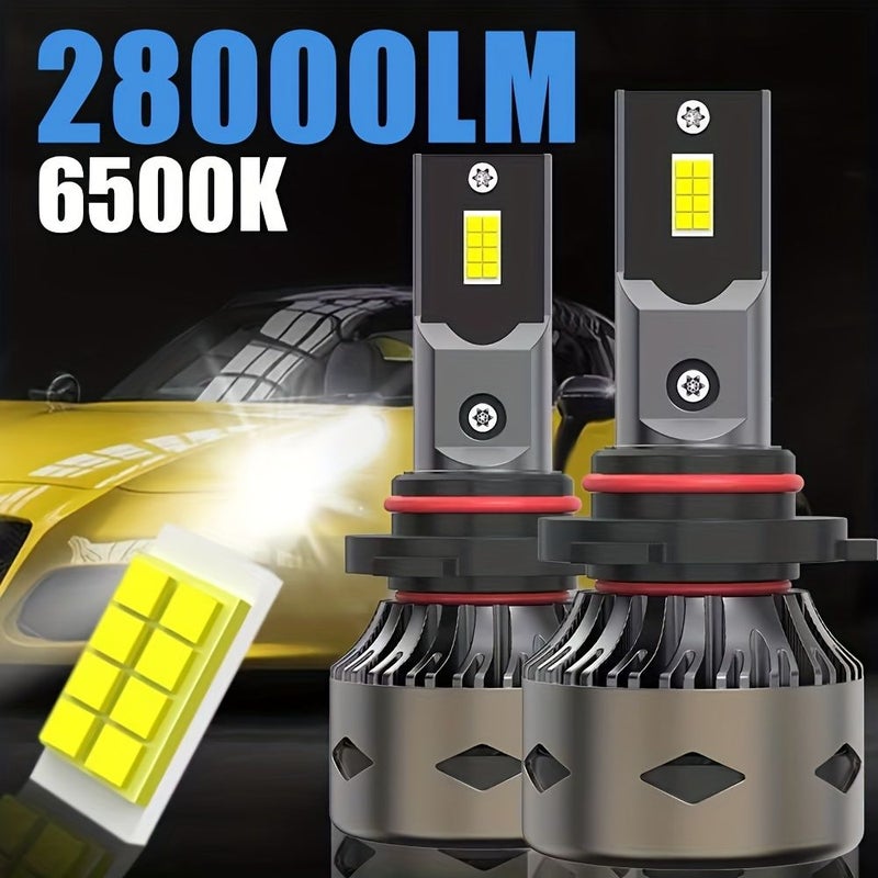 2 قطعة من لمبات LED عالية الجودة للكشافات الأمامية، طراز 9006 Hb3، لون أبيض 6500K، 28000 لومن، 12 فولت - Image 1