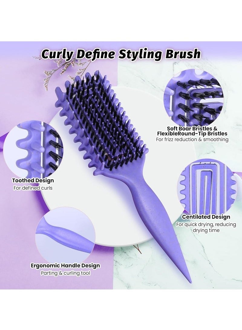 ATRJSZ Curly Hair Brush Defining, Vented Curl Defining Brush for Effortlessly Detangling Shaping and Styling Women's Men's Curls on All Wet or Dry Hair Types, Reduces Frizz (Purple)  - Image 3