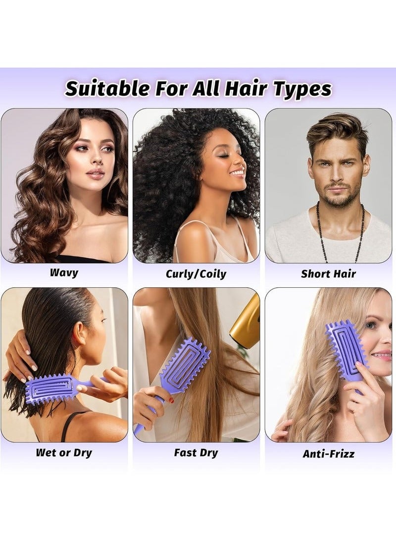 ATRJSZ Curly Hair Brush Defining, Vented Curl Defining Brush for Effortlessly Detangling Shaping and Styling Women's Men's Curls on All Wet or Dry Hair Types, Reduces Frizz (Purple)  - Image 4