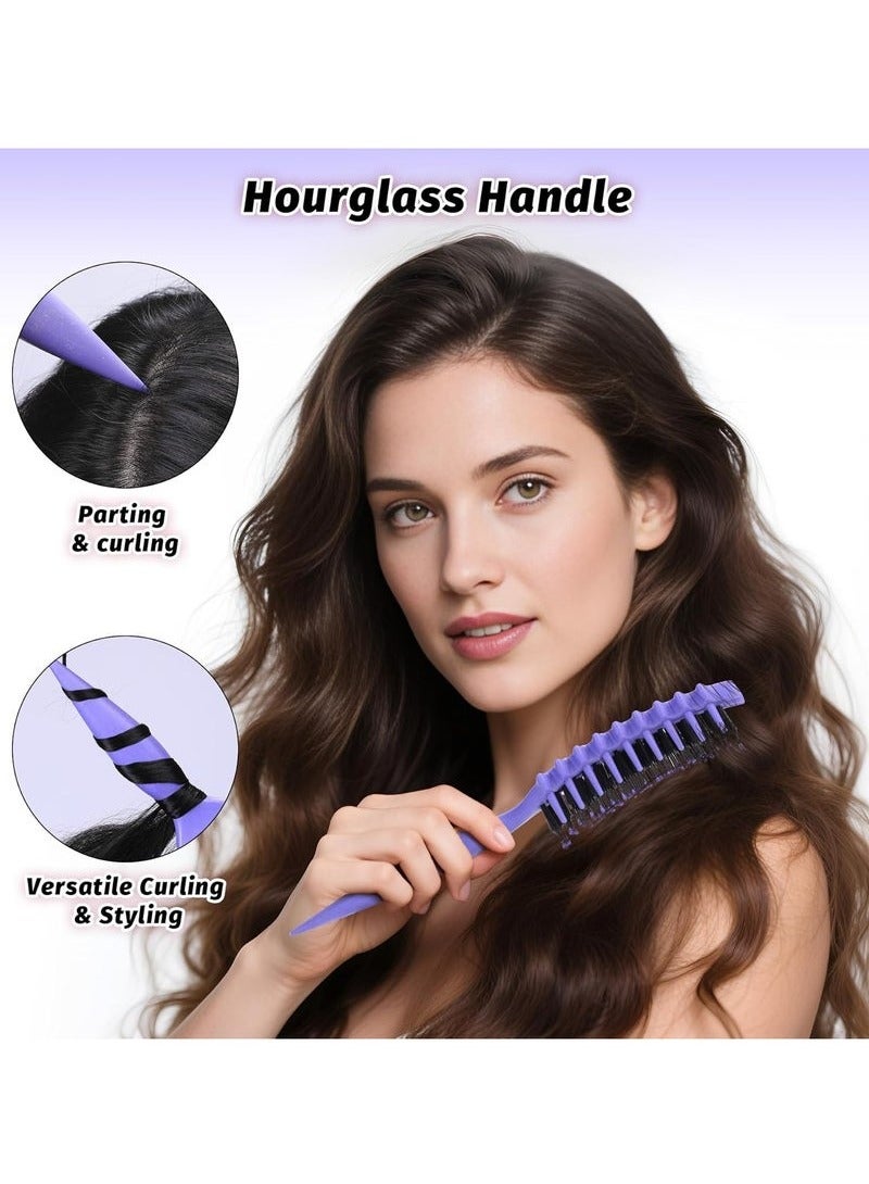 ATRJSZ Curly Hair Brush Defining, Vented Curl Defining Brush for Effortlessly Detangling Shaping and Styling Women's Men's Curls on All Wet or Dry Hair Types, Reduces Frizz (Purple)  - Image 2