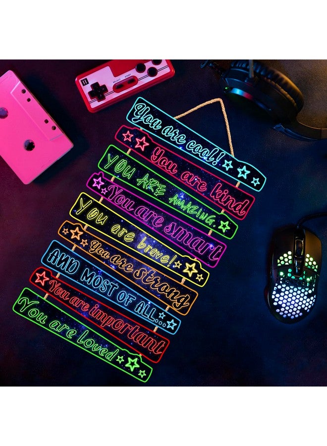 HATARU 9PCS Gaming Wall Decor Game Room Wood Art Sign for Boys Room Decoration You Are Quotes Sign Neon Inspirational Wall Sign Gamer Hanging Plaque for Kids Gift Bedroom Playroom Teen Boy Gifts Wall Decor - Image 3