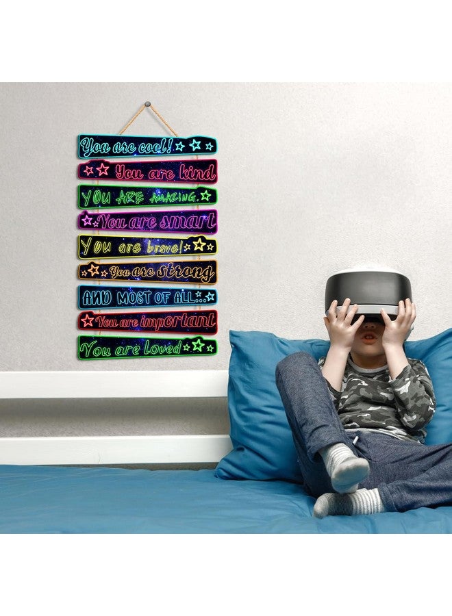 HATARU 9PCS Gaming Wall Decor Game Room Wood Art Sign for Boys Room Decoration You Are Quotes Sign Neon Inspirational Wall Sign Gamer Hanging Plaque for Kids Gift Bedroom Playroom Teen Boy Gifts Wall Decor - Image 4