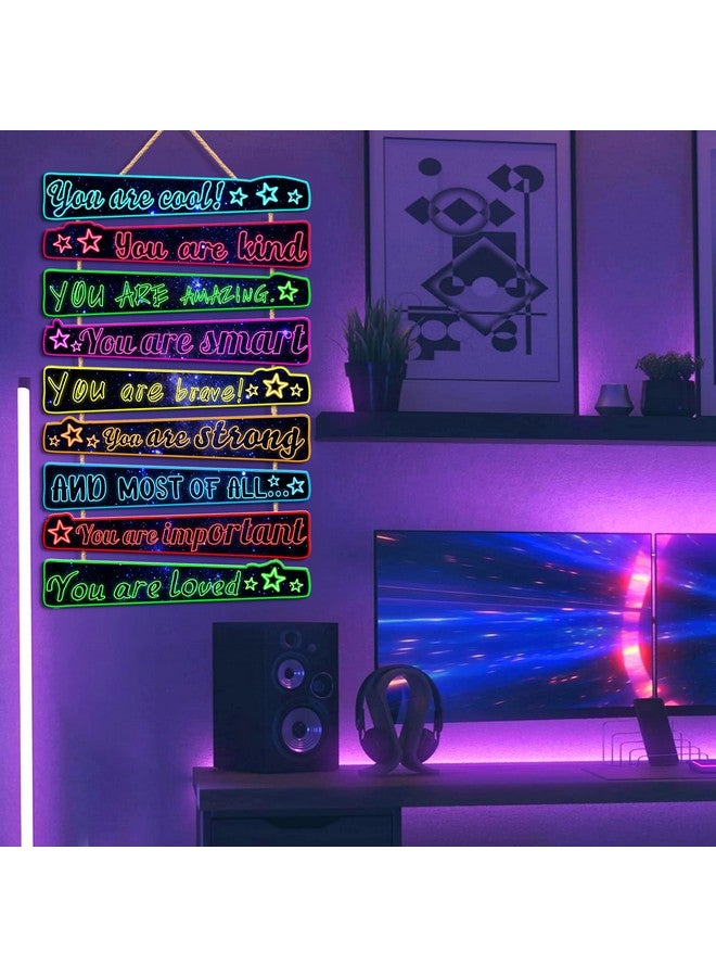 HATARU 9PCS Gaming Wall Decor Game Room Wood Art Sign for Boys Room Decoration You Are Quotes Sign Neon Inspirational Wall Sign Gamer Hanging Plaque for Kids Gift Bedroom Playroom Teen Boy Gifts Wall Decor - Image 2