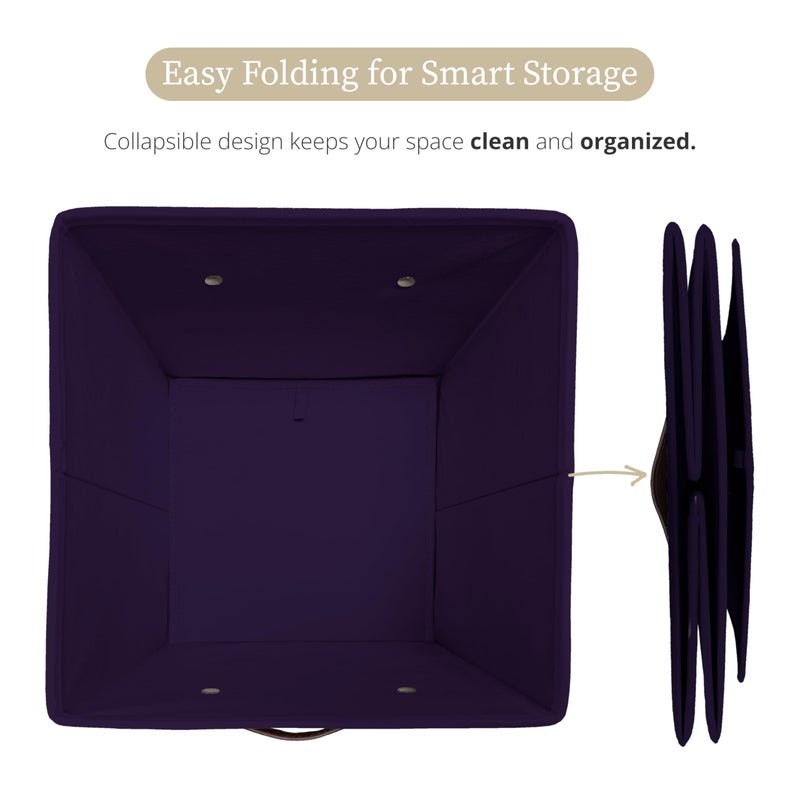 DECOMOMO Storage Baskets, 13x15x13 Storage Cube Bins with Labels for Organizing Shelves Kallax (Kallax / 4pcs, Deep Violet) - Image 5