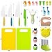 Reaeon 23 PCS Kids Cooking Sets Kitchen Tools for Toddlers Real Cooking Kids Kitchen Knife Set with Cutting Board Kid Safe Knives Peeler Sandwich Cutters Crinkle Cutter for Girls Boys - Image 4