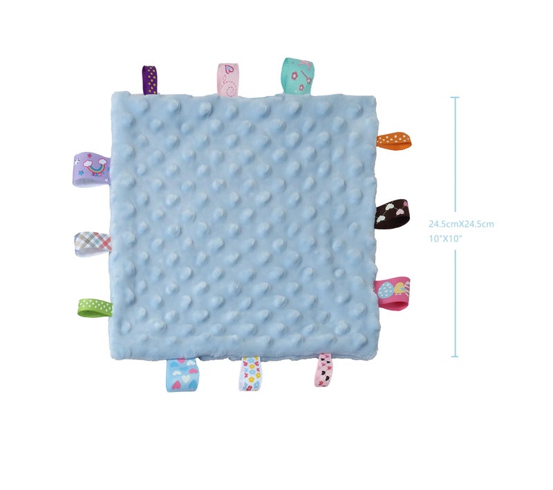 CREVENT Baby Welcome Gift Set Storage Basket with 2 Blankets+ 1 Security Blanket + 1 Taggie + 1 Gift Bag with Ribbon (Blue) - Image 5