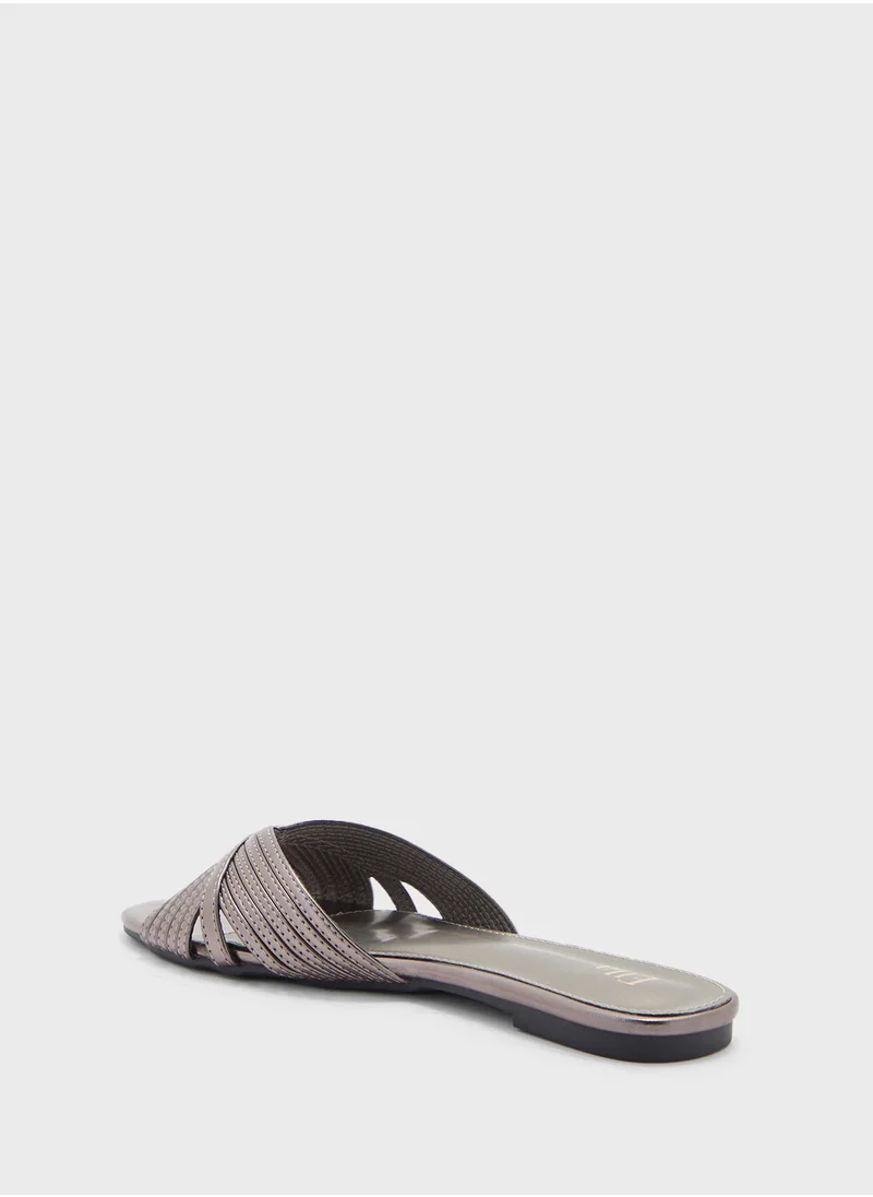 ELLA Metallic Stitch Detail Sandal