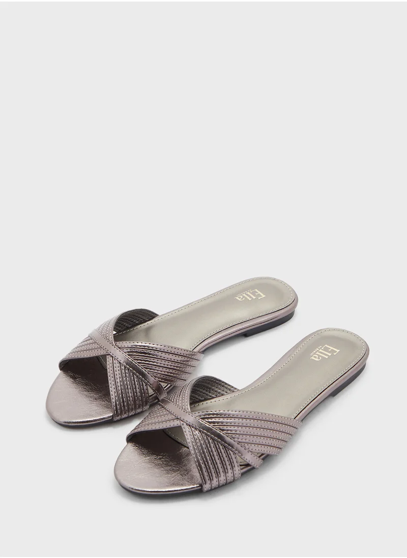 ELLA Metallic Stitch Detail Sandal