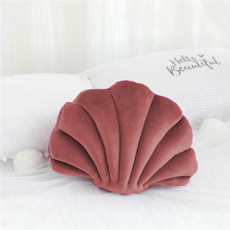 Peach Cuddle Seashell Decorative Cushion (Pack of 1, Size: 16x16 Inch, Dusty Rose, Velvet) Seashell Cushion for Home Decor, Bedroom, Living Room, Nursery, Luxury Cushion - Image 1