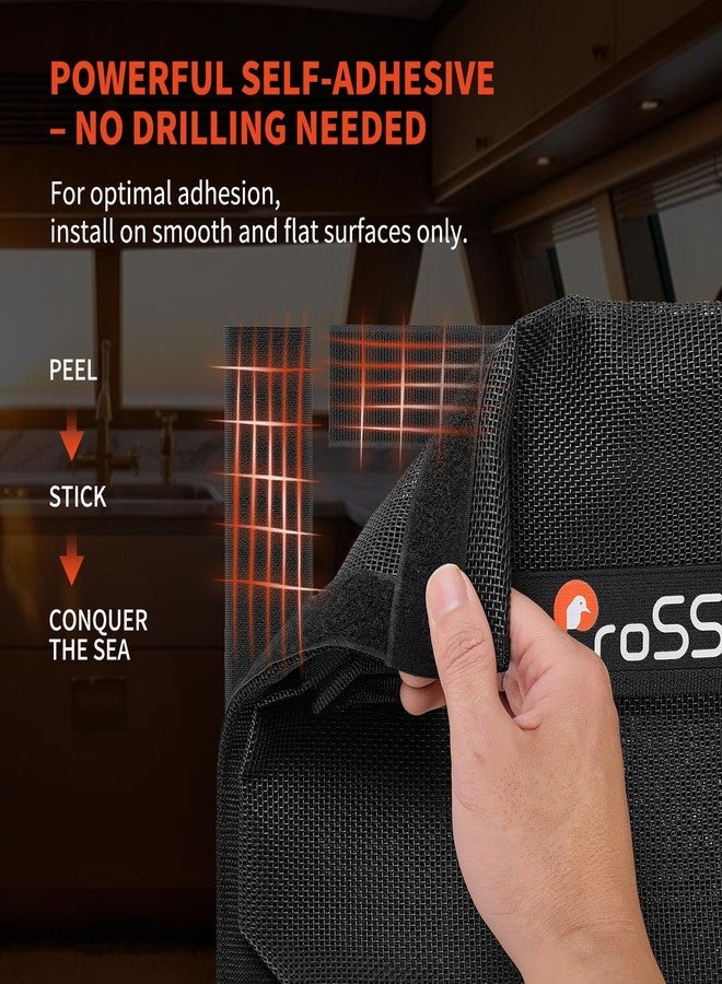 ProSSS (1/2Pack) Boat Storage Mesh Bag with Secure Lid - 13.7" x 9.8" - Upgraded Leak-Proof Design/Adhesive Backing/Perfect Boat Organizer-Boat Accessories-Keeps Contents Secure in Rough Waters - Image 4