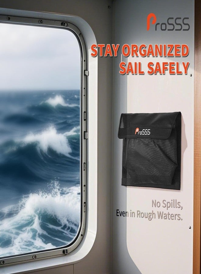 ProSSS (1/2Pack) Boat Storage Mesh Bag with Secure Lid - 13.7" x 9.8" - Upgraded Leak-Proof Design/Adhesive Backing/Perfect Boat Organizer-Boat Accessories-Keeps Contents Secure in Rough Waters - Image 2