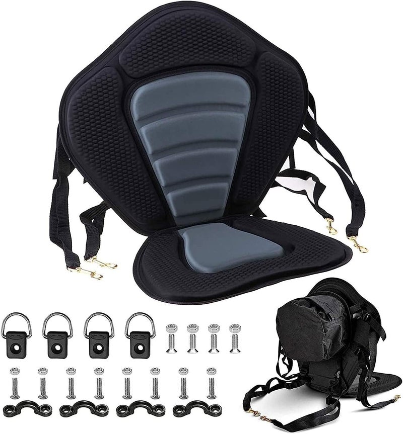 CLIO Kayak Seat Deluxe Padded Fishing Boat Seat Deluxe Sit-On-Top Canoe Seat Cushioned - Comfortable Backrest Support Universal Sit with Adjustable Back Strap Detachable Storage Bag - Image 1