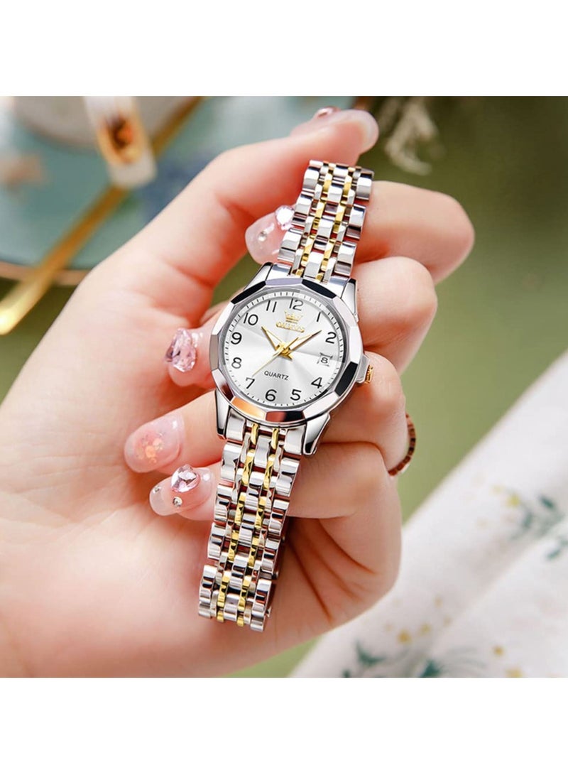 OLEVS Valentine's Romantic Couple Watches His and Hers Ultrathin Classic Quartz Analog Wrist Watches Gifts Set for Lovers Set of Two Quartz Watch Stainless Steel Waterproof Date Watches - Image 4