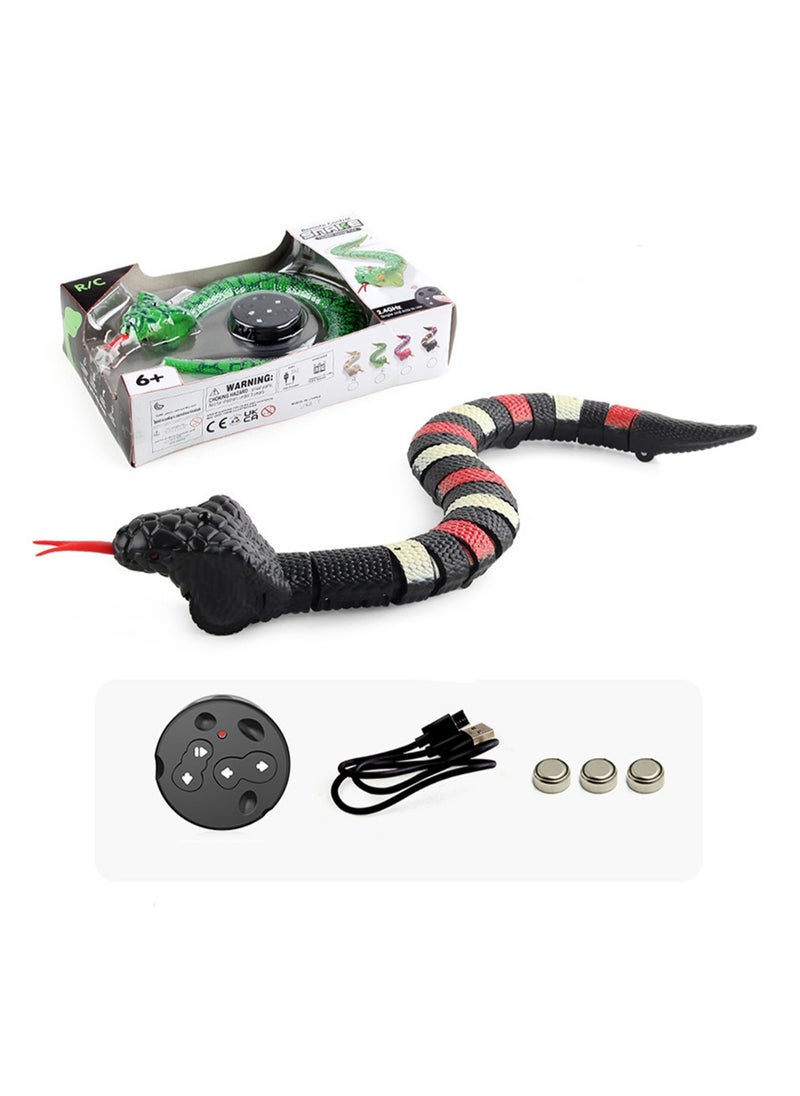 Children'S New And Unique Funny Trick Remote Control Snake Electronic Pet Infrared Remote Control Simulation Electric Toy (Cobra Black) 