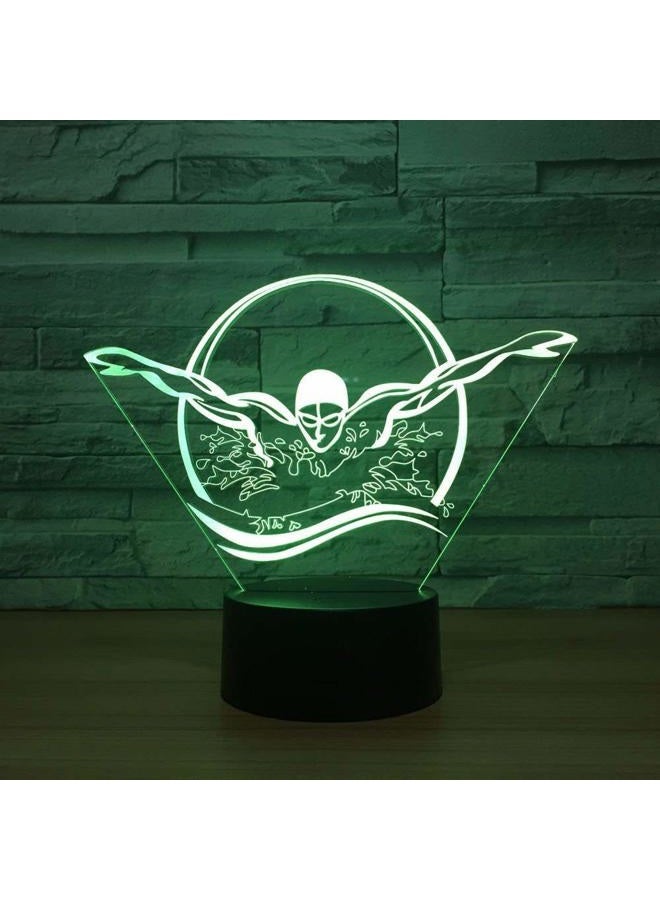 HPBN8 Ltd Creative 3D Swimming Night Light USB Powered Touch Switch Remote Control LED Decor Optical Illusion 3D Lamp 7/16 Colors Changing Children Kids Toy Christmas Xmas Brithday Gift - Image 5