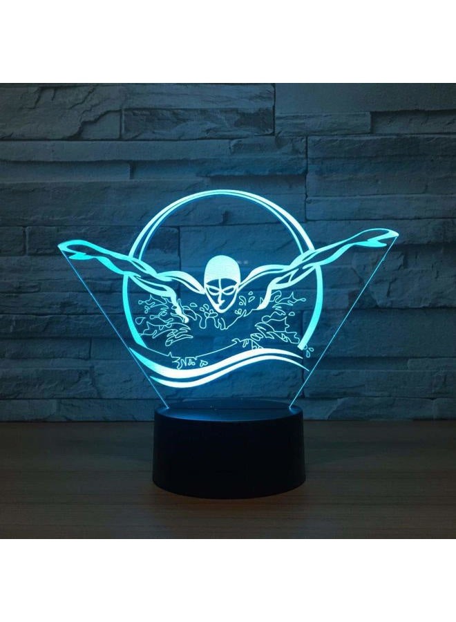 HPBN8 Ltd Creative 3D Swimming Night Light USB Powered Touch Switch Remote Control LED Decor Optical Illusion 3D Lamp 7/16 Colors Changing Children Kids Toy Christmas Xmas Brithday Gift - Image 3