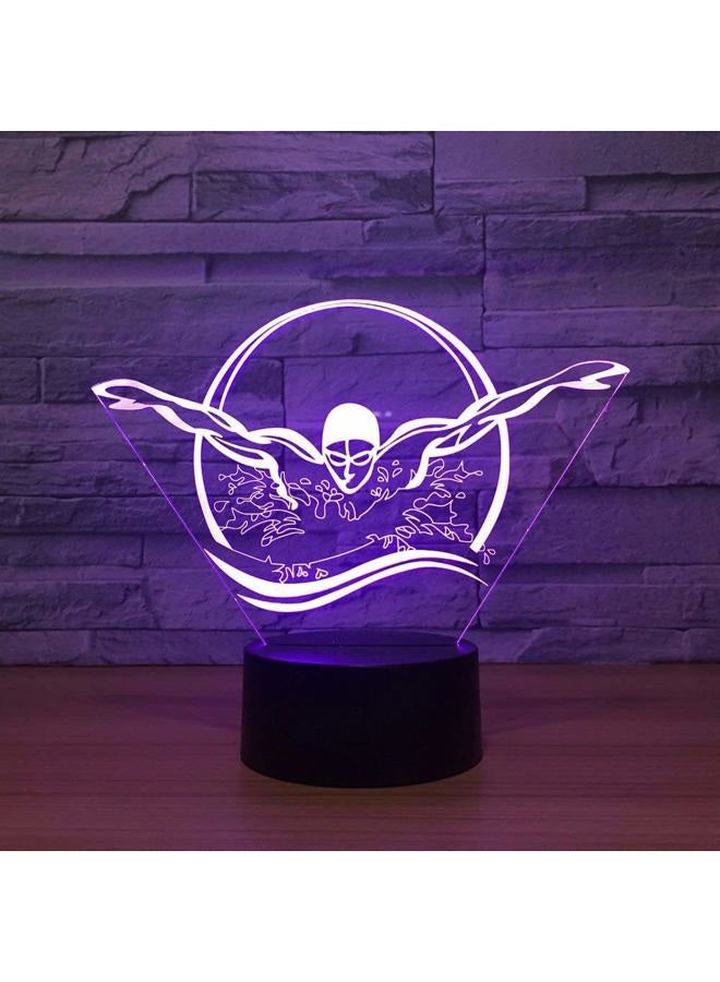 HPBN8 Ltd Creative 3D Swimming Night Light USB Powered Touch Switch Remote Control LED Decor Optical Illusion 3D Lamp 7/16 Colors Changing Children Kids Toy Christmas Xmas Brithday Gift - Image 4