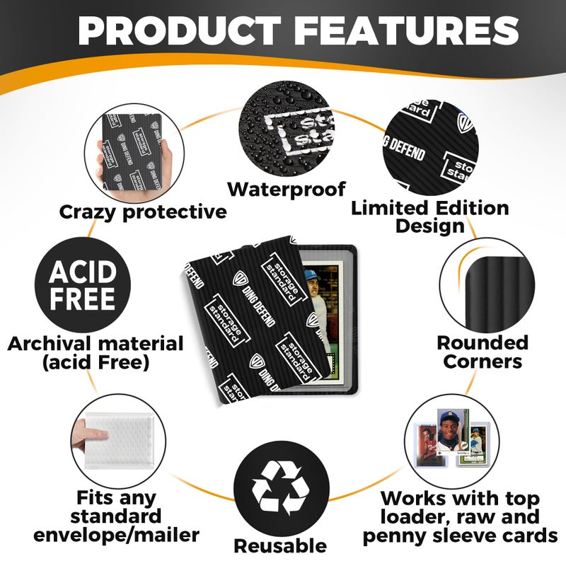 Storage Standard Ding Defend 110-Pack Trading Card Protector Shipping - 3.5 x 4.5 Inch Black Hobby Card Shipping Supplies w/Rounded Corners, Lightweight & Reusable for Raw Top Loaders, Semi-Rigids, Team Bags - Image 4