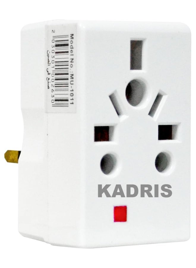 KADRIS Universal travel Plug Adapter, 3 Pin Power Plug Adapter With Light for AU/UK/EU/US, Plug Converter for Business, Holiday, Hotel, Airport 